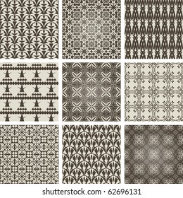 set of 9 seamless patterns. Vector