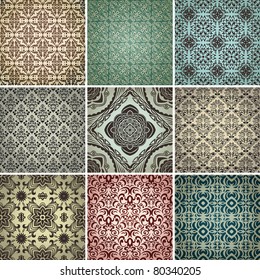 set of 9 seamless patterns. Vector