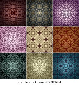 set of 9 seamless patterns. Vector