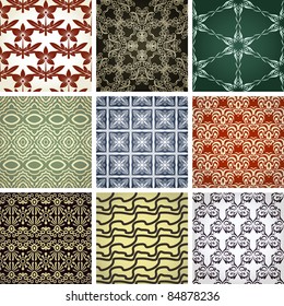 set of 9 seamless patterns. Vector