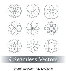 Set of 9 seamless vectors. Perfect for designing backgrounds, logos or patterns for printing