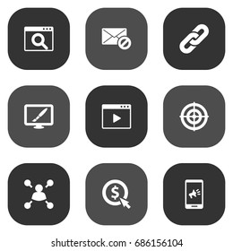 Set Of 9 Search Icons Set.Collection Of Marketing, Warning, Design And Other Elements.