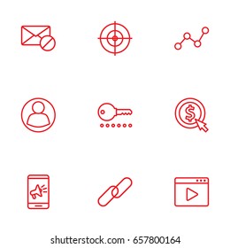 Set Of 9 Search Outline Icons Set.Collection Of Url, Guest, Block And Other Elements.