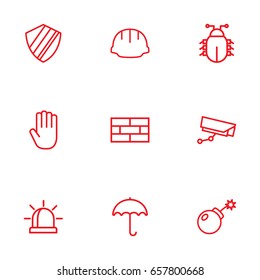 Set Of 9 Security Outline Icons Set.Collection Of Virus , Worker , Hand Elements.