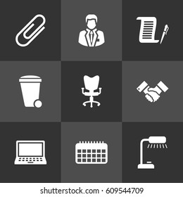 Set Of 9 Service Icons Set.Collection Of Calendar, Laptop, Contract And Other Elements.
