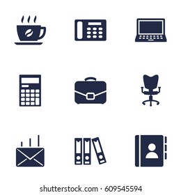 Set Of 9 Service Icons Set.Collection Of Telephone, File Folder, Address Book And Other Elements.