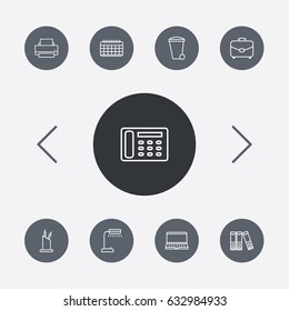 Set Of 9 Service Outline Icons Set.Collection Of Date, Recycle Bin, Pen Storage And Other Elements.
