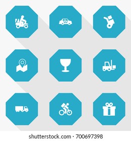 Set Of 9 Shipment Icons Set.Collection Of Present, Delivery, Shipping And Other Elements.