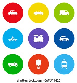 Set Of 9 Shipping Icons Set.Collection Of Aircraft, Coupe, Taxicab And Other Elements.