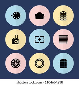 Set of 9 shutter filled icons such as shutter blinds