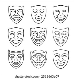 set of 9 silhouette theater mask bundle