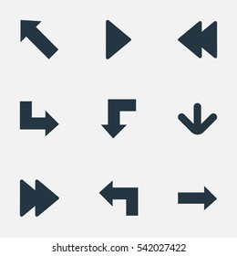 Set Of 9 Simple Arrows Icons. Can Be Found Such Elements As Pointer, Pointer, Pointer And Other.