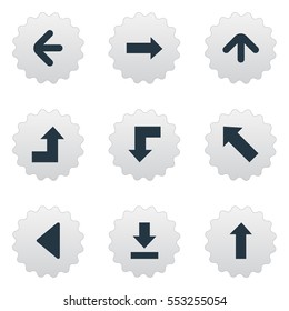 Set Of 9 Simple Arrows Icons. Can Be Found Such Elements As Let Down, Right Direction , Left Landmark.