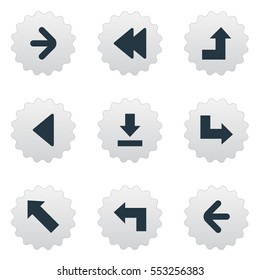 Set Of 9 Simple Arrows Icons. Can Be Found Such Elements As Increasing, Left Landmark , Pointer.