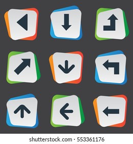 Set Of 9 Simple Arrows Icons. Can Be Found Such Elements As Left Landmark , Left Direction , Increasing.