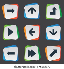 Set Of 9 Simple Arrows Icons. Can Be Found Such Elements As Increasing, Indicator, Advanced And Other.