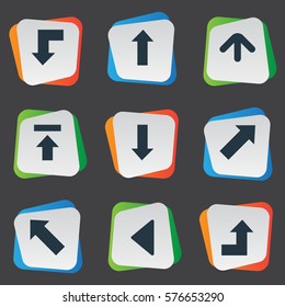 Set Of 9 Simple Arrows Icons. Can Be Found Such Elements As Reduction, Left Landmark , Increasing.