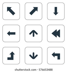 Set Of 9 Simple Arrows Icons. Can Be Found Such Elements As Pointer, Indicator, Pointer And Other.