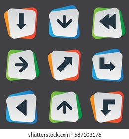 Set Of 9 Simple Arrows Icons. Can Be Found Such Elements As Reduction, Indicator , Left Landmark.
