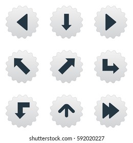 Set Of 9 Simple Arrows Icons. Can Be Found Such Elements As Advanced, Right Landmark, Left Landmark.