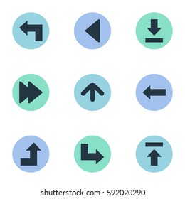 Set Of 9 Simple Arrows Icons. Can Be Found Such Elements As Advanced, Left Direction , Left Landmark.