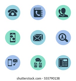 Set Of 9 Simple Connect Icons. Can Be Found Such Elements As Speaking Human, Posting, Job Research And Other.