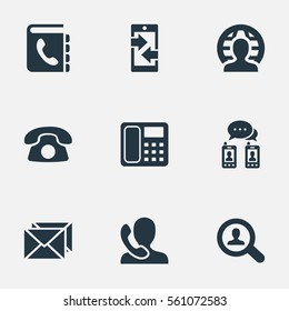 Set Of 9 Simple Connect Icons. Can Be Found Such Elements As Telephone, Speaking Human, Intercommunication And Other.