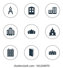 Set Of 9 Simple Construction Icons. Can Be Found Such Elements As Construction, Flat, Superstructure And Other.
