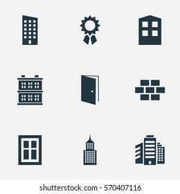 Set Of 9 Simple Construction Icons. Can Be Found Such Elements As Construction, Gate, Reward And Other.