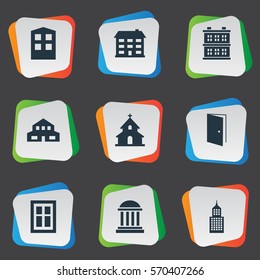 Set Of 9 Simple Construction Icons. Can Be Found Such Elements As Construction, Glazing, Block And Other.