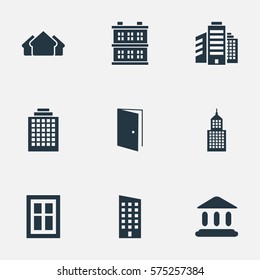 Set Of 9 Simple Construction Icons. Can Be Found Such Elements As Floor, Offices, Block And Other.