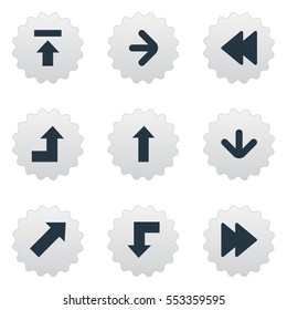 Set Of 9 Simple Cursor Icons. Can Be Found Such Elements As Right Direction, Reduction, Transfer And Other.