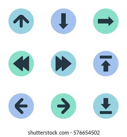 Set Of 9 Simple Cursor Icons. Can Be Found Such Elements As Transfer, Let Down, Rearward And Other.