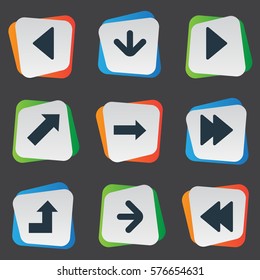 Set Of 9 Simple Cursor Icons. Can Be Found Such Elements As Increasing, Rearward, Right Landmark.