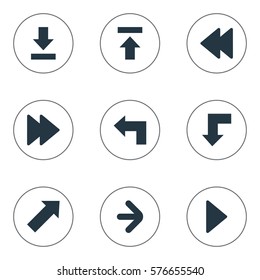 Set Of 9 Simple Cursor Icons. Can Be Found Such Elements As Transfer, Let Down, Pointer And Other.