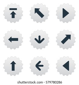 Set Of 9 Simple Cursor Icons. Can Be Found Such Elements As Upward Direction, Transfer, Downwards Pointing And Other.
