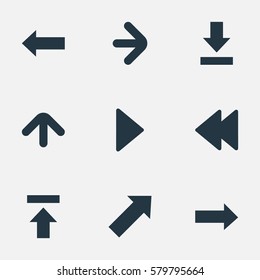 Set Of 9 Simple Cursor Icons. Can Be Found Such Elements As Let Down, Transfer, Right Direction And Other.