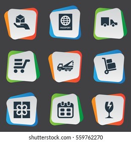 Set Of 9 Simple Delivery Icons. Can Be Found Such Elements As Day , Packaging, Hand.