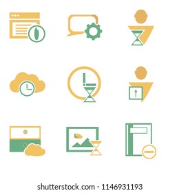 Set Of 9 simple editable icons such as Notebook, Image, Archive, User, Cloud computing, Speech bubble, Browser, can be used for mobile, pixel perfect vector icon pack