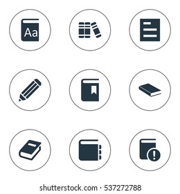 Set Of 9 Simple Education Icons. Can Be Found Such Elements As Journal, Tasklist, Notebook And Other.