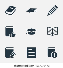 Set Of 9 Simple Education Icons. Can Be Found Such Elements As Academic Cap, Pen, Academic Cap And Other.