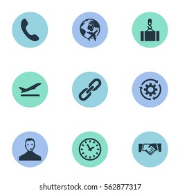 Set Of 9 Simple Engineering Icons. Can Be Found Such Elements As Lifting, Supporting, Interval And Other.