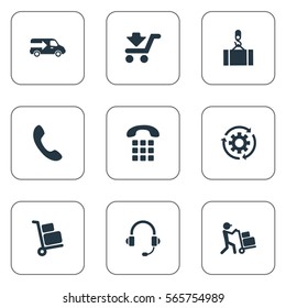 Set Of 9 Simple Engineering Icons. Can Be Found Such Elements As Employee, Period, Lifting And Other.