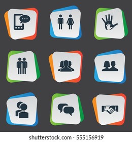 Set Of 9 Simple Fellows Icons. Can Be Found Such Elements As Fellows, Online Talking, Sexuality And Other.