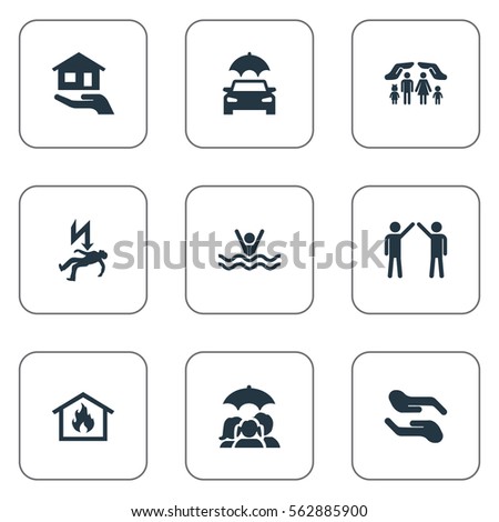 Set Of 9 Simple Fuse Icons. Can Be Found Such Elements As Automobile Fuse, Electric Shock  Jeopardy, Job Accord And Other.
