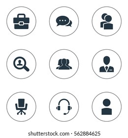 Set Of 9 Simple Hr Icons. Can Be Found Such Elements As Partnership, Office Worker, Account And Other.