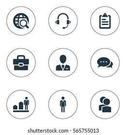 Set Of 9 Simple Hr Icons. Can Be Found Such Elements As Quest In World, Work Man, Group And Other.