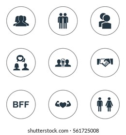 Set Of 9 Simple  Icons. Can Be Found Such Elements As Beer, Camaraderie, Sexuality And Other.