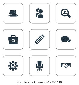 Set Of 9 Simple  Icons. Can Be Found Such Elements As Friendship, Eraser, Attache Case And Other.