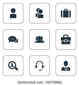 Set Of 9 Simple  Icons. Can Be Found Such Elements As Earmuff, Account, Office Worker And Other.